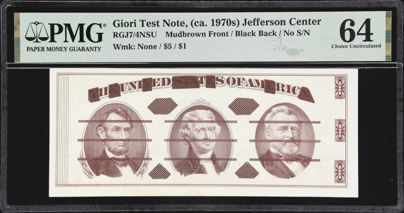 Giori Test Note. ND (ca. 1970s). $1. PMG Choice Uncirculated 64.
A rather inter...