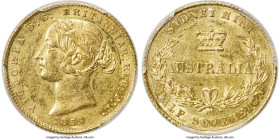 Victoria gold 1/2 Sovereign 1859-SYDNEY AU Details (Cleaned) PCGS, Sydney mint, KM3, Marsh-384 (S). A wholly respectable example of this scarce date t...