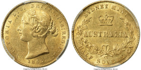 Victoria gold 1/2 Sovereign 1865-SYDNEY MS61 PCGS, Sydney mint, KM3, Marsh-390 (R2). An immensely desirable and rare selection, featuring delicate min...