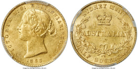 Victoria gold 1/2 Sovereign 1866-SYDNEY MS61 PCGS, Sydney mint, KM3, Marsh-391 (R). Last year for type. A lovely Mint State survivor hosting gentle lu...