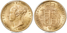 Victoria gold 1/2 Sovereign 1875-S AU58 PCGS, Sydney mint, KM5, S-3862B. A very pretty selection blessed with effervescent luster emboldening the fiel...