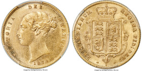 Victoria gold 1/2 Sovereign 1879-S AU Details (Harshly Cleaned) PCGS, Sydney mint, KM5, S-3862C. Retaining glimpses of mint brilliance despite the not...