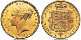 Victoria gold 1/2 Sovereign 1881-M MS61 PCGS, Melbourne mint, KM5, S-3863B. A decidedly stunning Mint State survivor from a limited original mintage o...