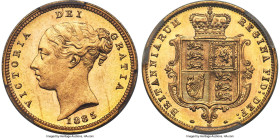 Victoria gold 1/2 Sovereign 1885-M MS64 PCGS, Melbourne mint, KM5, S-3863B. A crisp, nearly immaculate selection with a distinct aura of careful prese...
