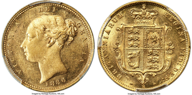 Victoria gold 1/2 Sovereign 1886-M MS61 PCGS, Melbourne mint, KM5, S-3863B. As i...