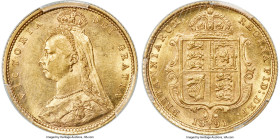 Victoria gold "Jubilee Head" 1/2 Sovereign 1891-S MS61 PCGS, Sydney mint, KM9, S-3871D. No JEB initials on truncation variety. Very seldom available t...