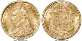 Victoria gold "Jubilee Head" 1/2 Sovereign 1893-M AU58 PCGS, Melbourne mint, KM9, S-3870B. A pretty near-Mint State selection hosting lively luster in...
