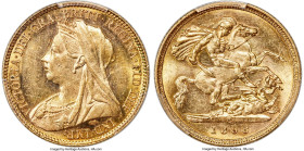Victoria gold 1/2 Sovereign 1896-M AU58 PCGS, Melbourne mint, KM12, S-3879. Scarcely available to marketplace at this level and higher, presently outr...