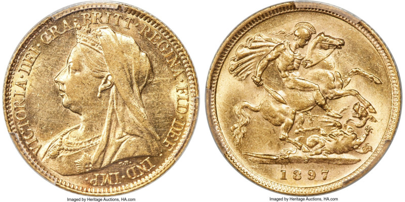 Victoria gold 1/2 Sovereign 1897-S AU58 PCGS, Sydney mint, KM12, S-3881. Private...