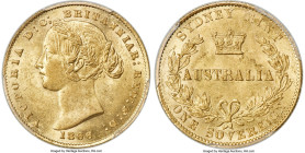 Victoria gold Sovereign 1866-SYDNEY MS61 PCGS, Sydney mint, KM4, Marsh-A371. A sprightly Mint State representative blessed with effortless mint bloom,...
