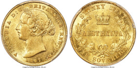 Victoria gold Sovereign 1867-SYDNEY AU58 PCGS, Sydney mint, KM4, Marsh-A372. Privately purchased from Jaggard's in Sydney, Australia; accompanied by t...