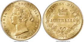 Victoria gold Sovereign 1868-SYDNEY MS62 PCGS, Sydney mint, KM4, Marsh-374. An adorable near-Choice example boasting effervescent luster on both sides...