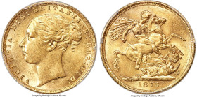 Victoria gold "St. George" Sovereign 1873-S MS61 PCGS, Sydney mint, KM7, S-3858A. An adorable Mint State example projecting eye-catching luster. Priva...