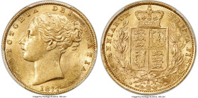 Victoria gold "Shield" Sovereign 1877-S MS62 PCGS, Sydney mint, KM6, S-3855. Light rub to the Queen's hair stop this attractive piece from full Choice...