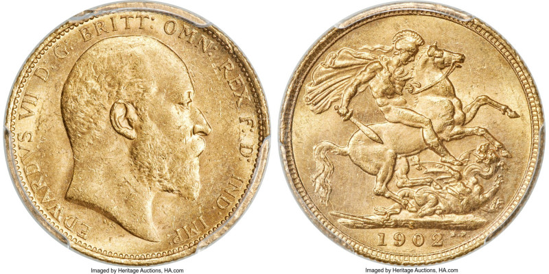 Edward VII gold Sovereign 1902-S MS62 PCGS, Sydney mint, KM15, S-3973. Privately...