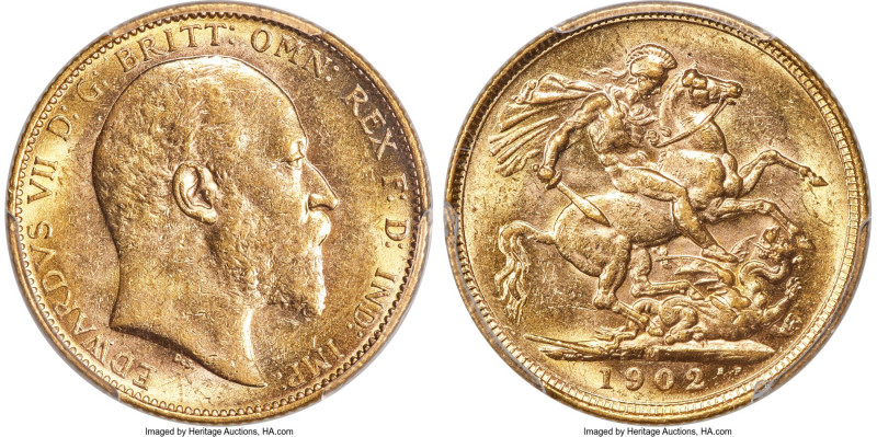 Edward VII gold Sovereign 1902-M AU58 PCGS, Melbourne mint, KM15, S-3971. Privat...