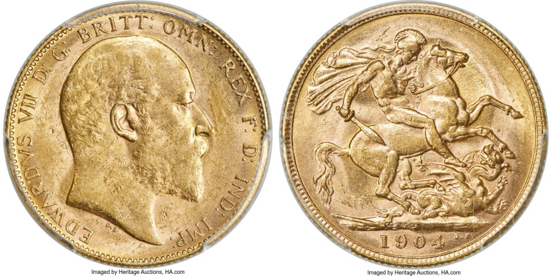 Edward VII gold Sovereign 1904-P MS61 PCGS, Perth mint, KM15, S-3972. Privately ...