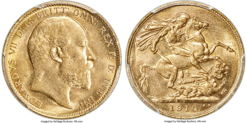 Edward VII gold Sovereign 1910-S MS63 PCGS, Sydney mint, KM15, S-3973. Privately...