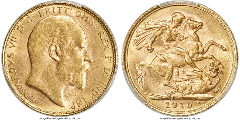 Edward VII gold Sovereign 1910-M MS61 PCGS, Melbourne mint, KM15, S-3971. Privat...