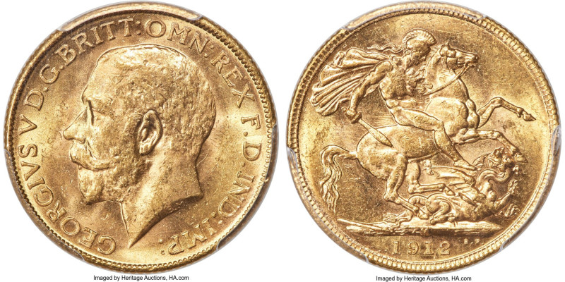 George V gold Sovereign 1912-M MS63 PCGS, Melbourne mint, KM29, S-3999. Privatel...