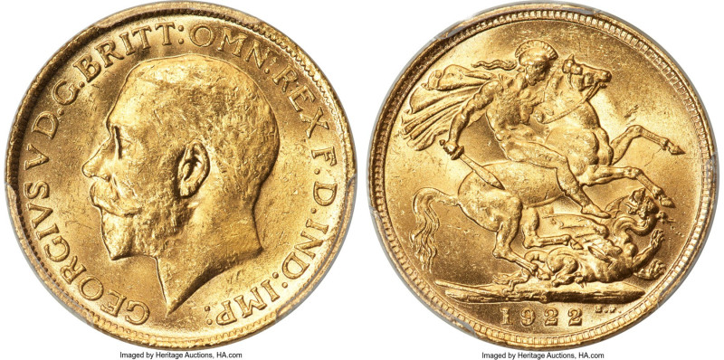 George V gold Sovereign 1922-S MS63 PCGS, Sydney mint, KM29, S-4003, Marsh-282 (...