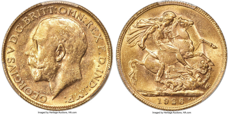 George V gold Sovereign 1926-P MS62 PCGS, Perth mint, KM29, S-4001. The current ...