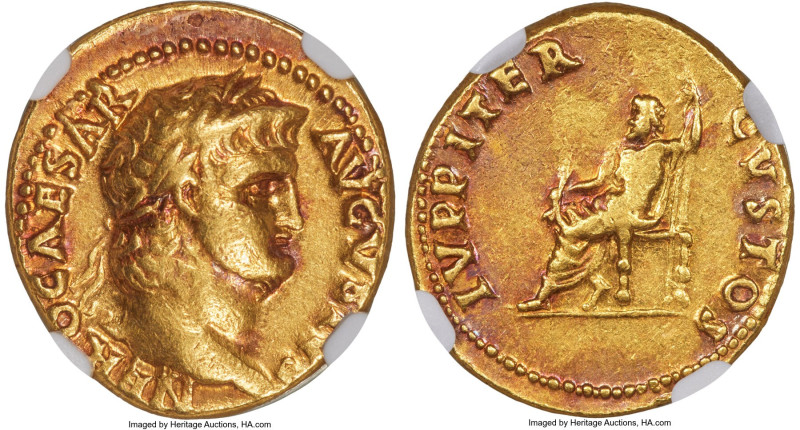 Nero, as Augustus (AD 54-68). AV aureus (19mm, 7.34 gm, 5h). NGC Choice VF 4/5 -...