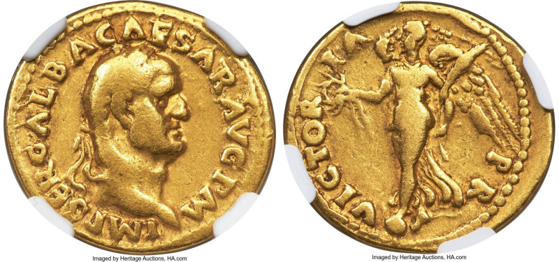 Galba (AD 68-69). AV aureus (20mm, 7.08 gm, 5h). NGC Fine 5/5 - 5/5. Rome, ca. J...