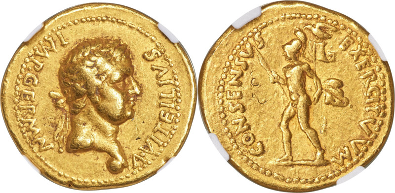 Vitellius (16 April-22 December AD 69). AV aureus (20mm, 7.49 gm, 5h). NGC VF S ...