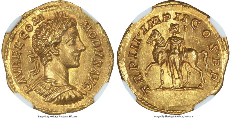 Commodus, as Augustus (AD 177-192). AV aureus (21mm, 7.32 gm, 11h). NGC Choice M...