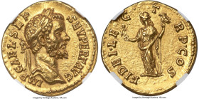 Septimius Severus (AD 193-211). AV aureus (20mm, 7.10 gm, 6h). NGC Choice XF 5/5 - 3/5, edge marks. Rome, AD 193-194. IMP CAE L•SEP-SEV PERT AVG, laur...
