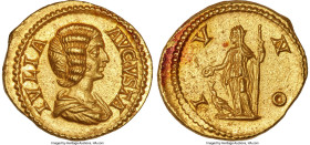 Julia Domna (AD 193-217). AV aureus (22mm, 7.24 gm, 12h). NGC MS 5/5 - 3/5. Rome, AD 196. IVLIA-AVGVSTA, draped bust of Julia Domna right, seen from f...