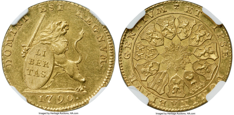 Insurrection gold 14 Florins 1790-(b) MS62 NGC, Brussels mint, KM51, Fr-402 (Bel...