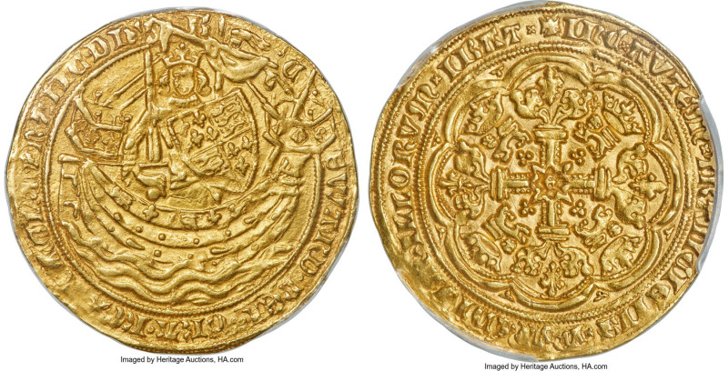 Edward III (1327-1377) gold Noble ND (1356-1361) MS61 PCGS, Tower mint, Cross 3 ...