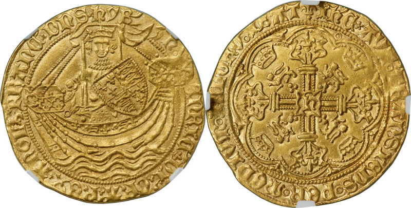 Henry VI (1st Reign, 1422-1461) gold Noble ND (1422-1430) MS62+ NGC, Tower mint,...