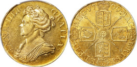 Anne gold 5 Guineas 1709 MS61 PCGS, KM532, S-3567. OCTAVO edge. A seemingly impossible Mint State offering of this rarified type, among the scarcest p...