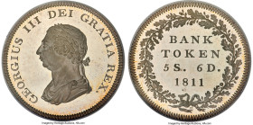 George III silver Proof Pattern Bank Token of 5 Shillings 6 Pence 1811 PR66 Deep Cameo PCGS, cf. ESC-1993 (R7), L&S-Unl. Type K?/5 (2nd bust, 1st leaf...