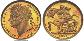 George IV gold Proof Sovereign 1821 PR64 NGC, KM682, S-3800, Fr-376. Initially struck for inclusion in the 1821 Coronation Proof sets, one of the rare...