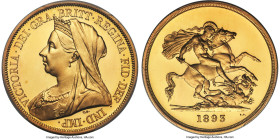 Victoria gold Proof 5 Pounds 1893 PR66+ Deep Cameo PCGS, KM787, S-3872, W&R-287, Marsh-F34. Mintage: 773. A celebrated denomination from the 1893 Proo...
