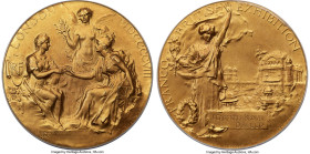 Edward VII gold "Franco-British Exhibition" Medal 1908 MS66 NGC, BHM-3960, Eimer-1903b. 51mm. 69.04gm. By F. Bowcher. 9 carat gold. Awarded to James C...