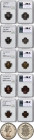 Elizabeth II 8-Piece Certified Proof Set 1954 NGC, 1) 1/2 Crown 1954 PR65 Cameo 2) Florin 1954 PR64 Cameo 3) "English Crest" Shilling 1954 PR65 Ultra ...
