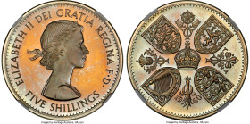 Elizabeth II Proof "V.I.P. - British Exhibition" 5 Shillings (Crown) 1960 PR66 Ultra Cameo NGC, KM909, S-4143. Mintage: 30-50 struck. V.I.P. issue. St...