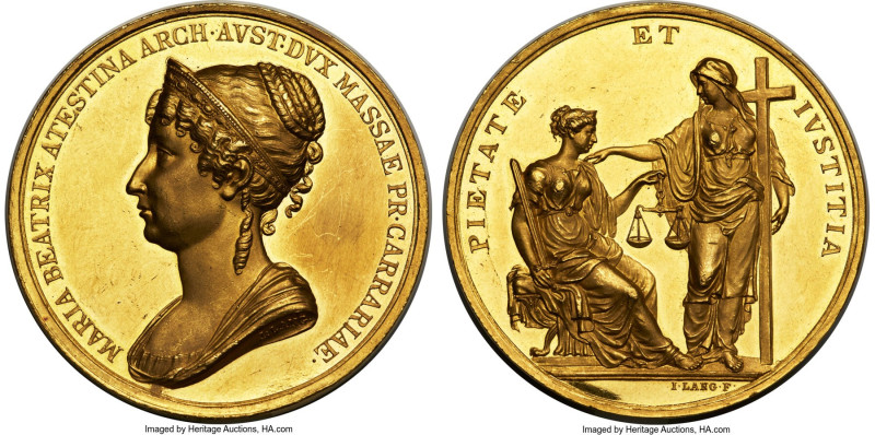 Modena. Francis IV, Duke of Modena gold Proof "Maria Beatrice d'Este" Medal ND (...