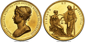 Modena. Francis IV, Duke of Modena gold Proof "Maria Beatrice d'Este" Medal ND (1816) UNC Details (Edge Repair) NGC, Boccolari-213, Forrer III, p. 295...