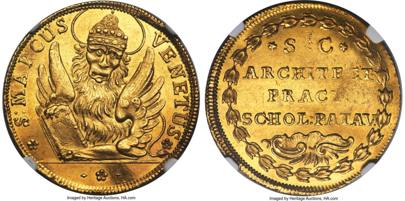 Venice. Alvise Mocenigo IV gold "Padua School of Architecture" Osella of 4 Zecch...