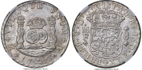 Philip V 8 Reales 1745 Mo-MF MS64 NGC, Mexico City mint, KM103, Cal-1468. A near-impeccable and admirable representative of the popular "Pillar" serie...