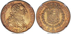 Charles III gold 8 Escudos 1762 Mo-MM AU58 NGC, Mexico City mint, KM155, Cal-1981, Onza-744. A fine example of the so-called "rat nose" type, with no ...