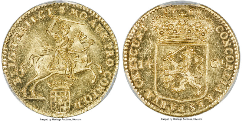 Utrecht. Provincial gold 14 Gulden (Golden Rider) 1760 MS65 PCGS, KM104, Fr-288,...