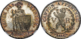 Appenzell. Canton 4 Franken 1816 MS68+ NGC, Bern mint, KM12, Dav-368, HMZ-2-28b. Mintage: 1,850. A masterful example of the type, which for all practi...