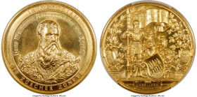 Confederation gold Specimen "Hans Waldmann" Medal of 85 Ducats 1989-HF SP69 PCGS, 299.85gm. By Huguenin Freres & Co. Stamped 999.9. Struck to 85 Ducat...